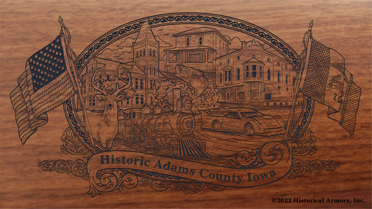 Adams County Iowa Engraved Rifle Buttstock