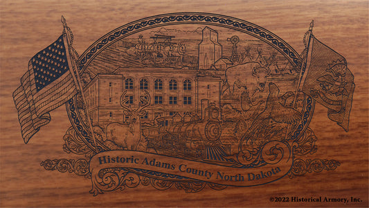 Adams County North Dakota Engraved Rifle Buttstock