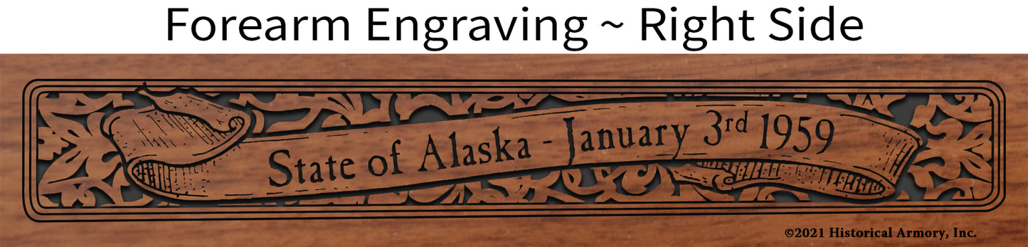 Alaska State Pride Engraved Henry Rifle - Forearm Detail
