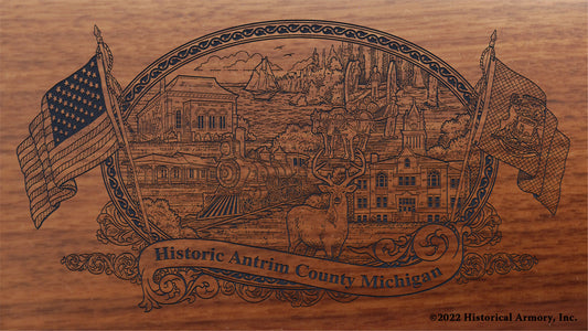 Antrim County Michigan Engraved Rifle Buttstock