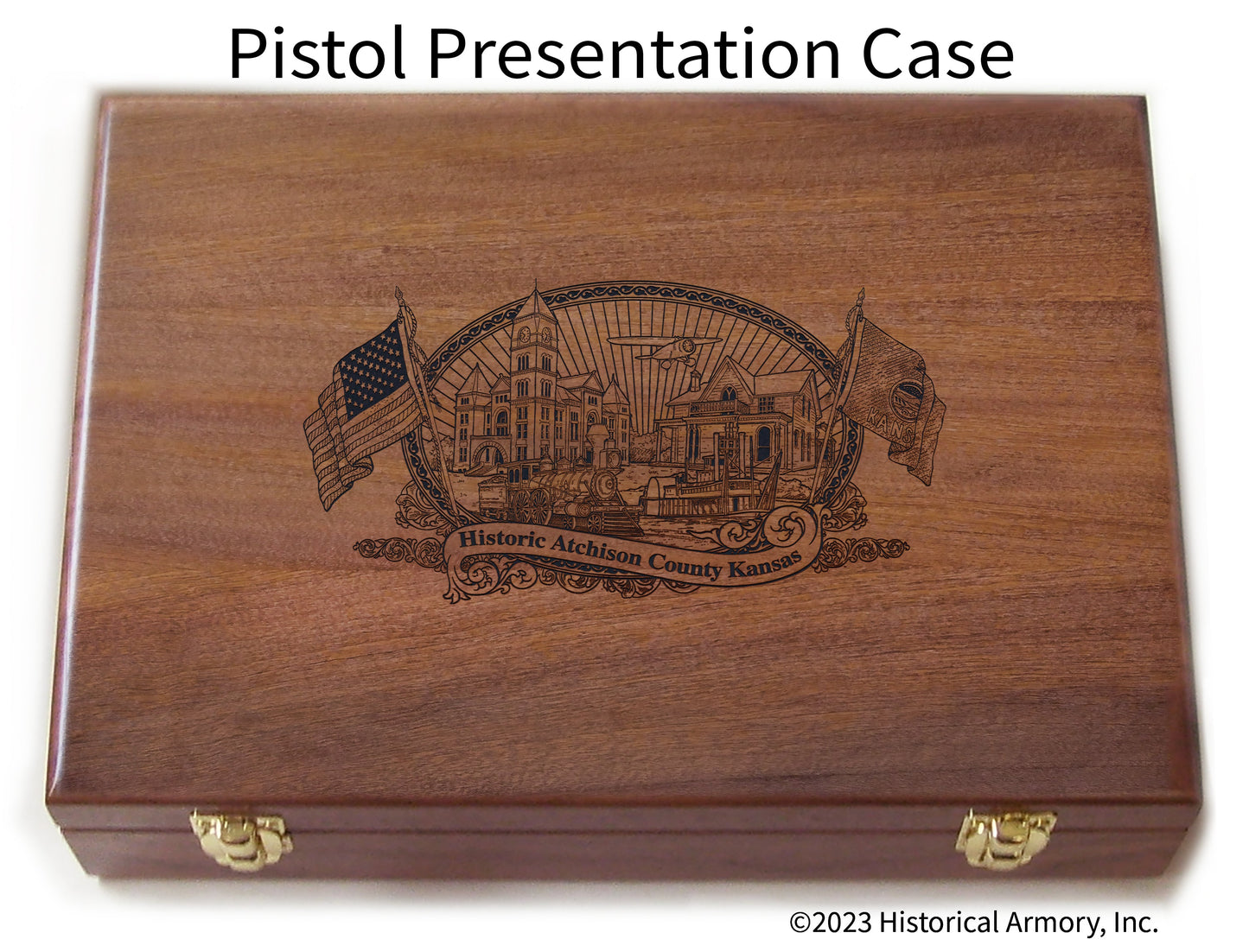 Atchison County Kansas Engraved .45 Auto Ruger 1911 Presentation Case