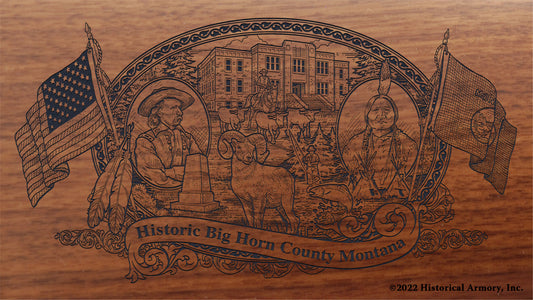Big Horn County Montana Engraved Rifle Buttstock