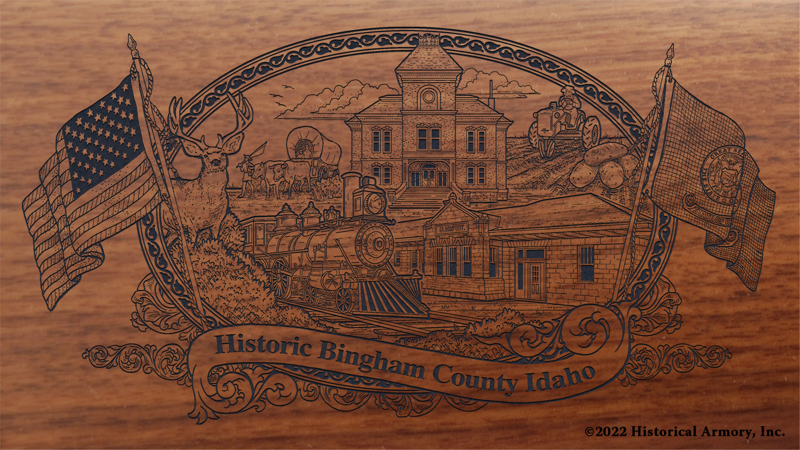 Bingham County Idaho Engraved Rifle Buttstock
