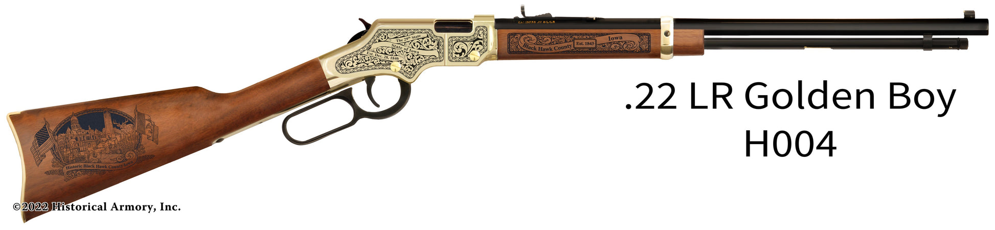 Black Hawk County Iowa Engraved Henry Golden Boy Rifle