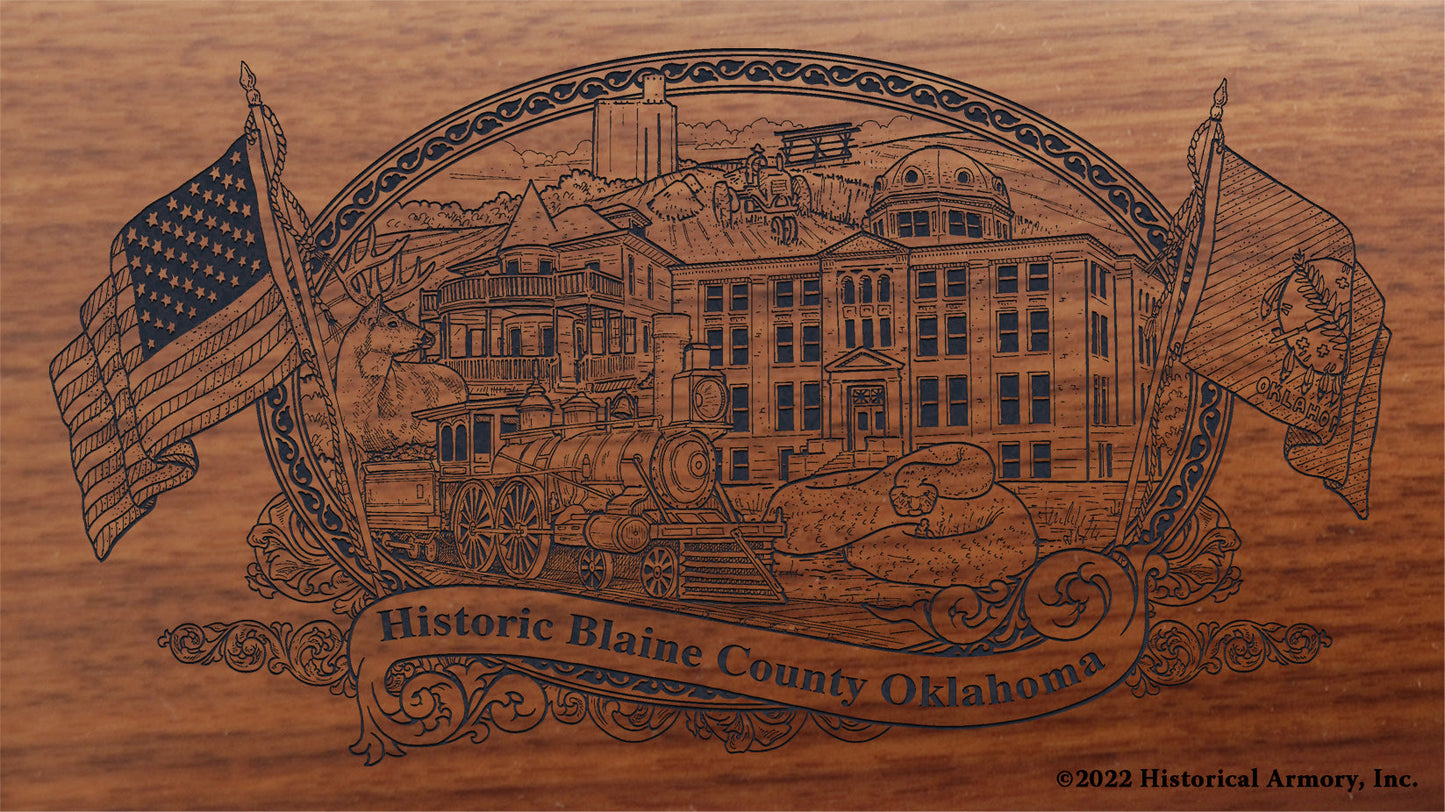 Blaine County Oklahoma Engraved Rifle Buttstock