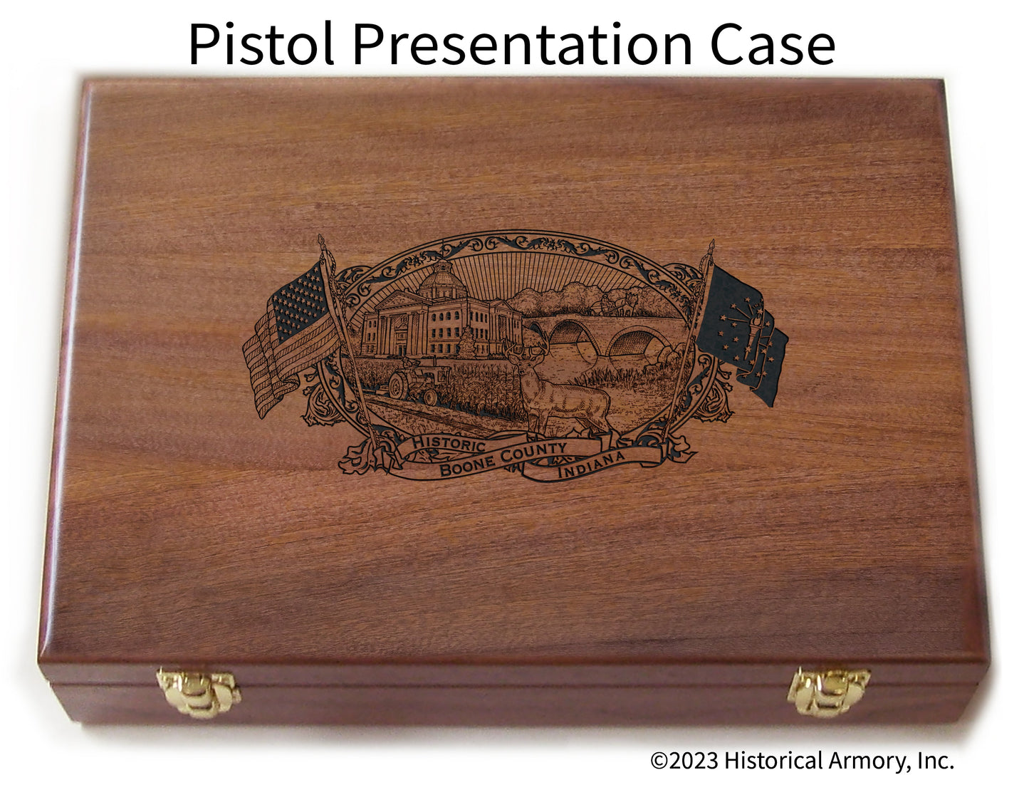 Boone County Indiana Engraved .45 Auto Ruger 1911 Presentation Case