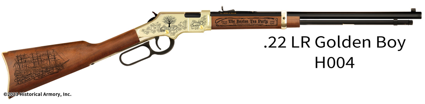 Boston Tea Party Engraved Rifle Golden Boy