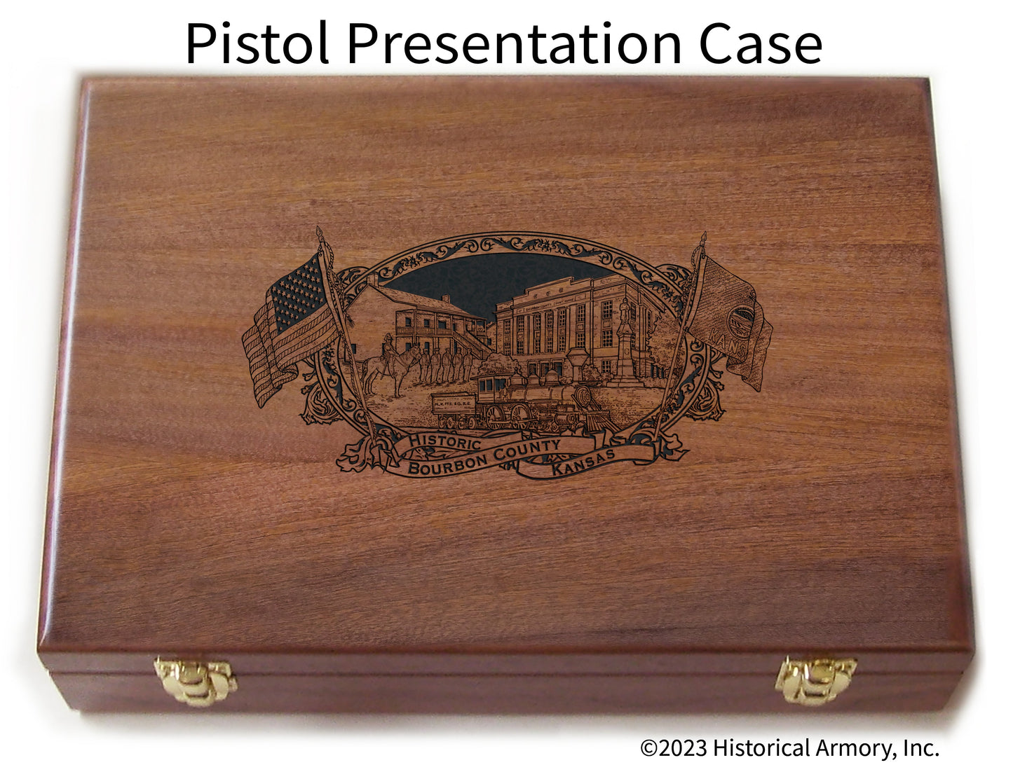 Bourbon County Kansas Engraved .45 Auto Ruger 1911 Presentation Case