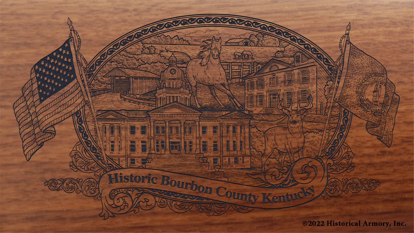 Bourbon County Kentucky Engraved Rifle Buttstock