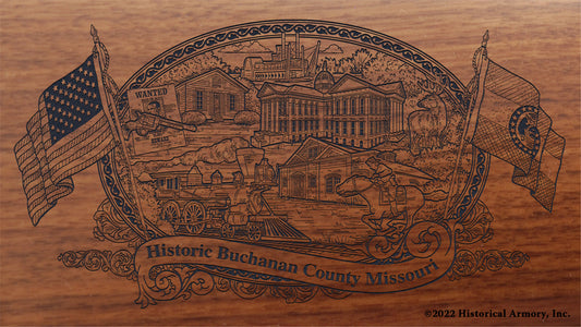 Buchanan County Missouri Engraved Rifle Buttstock