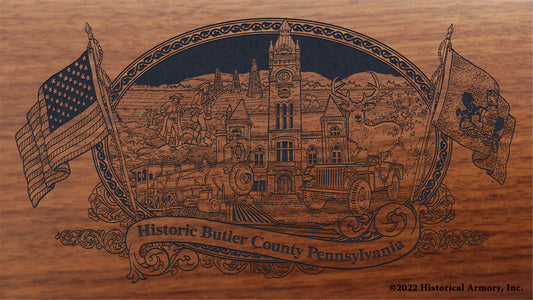 Butler County Pennsylvania Engraved Rifle Buttstock