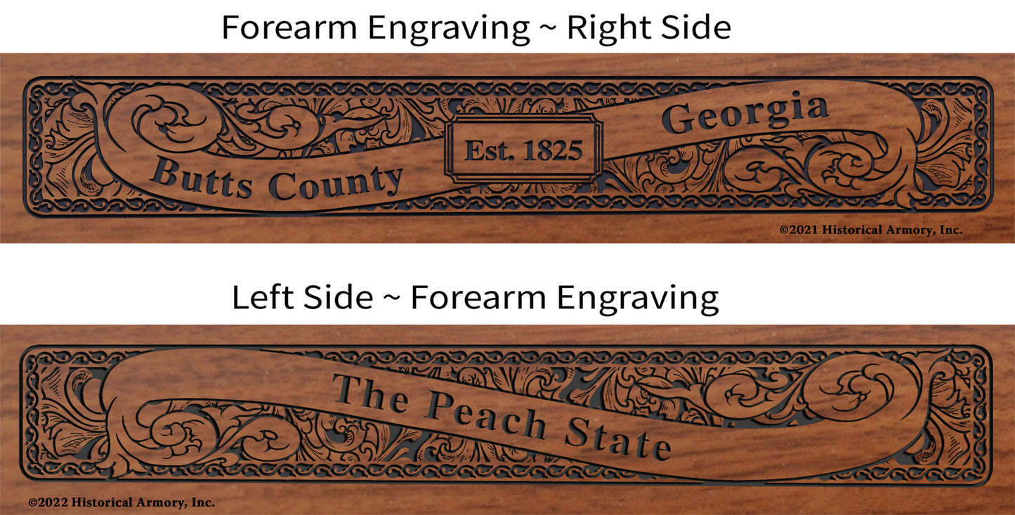 Butts County Georgia Establishment and Motto History Engraved Rifle Forearm