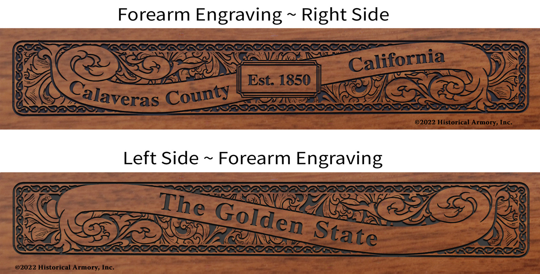 Calaveras County California Engraved Rifle Forearm