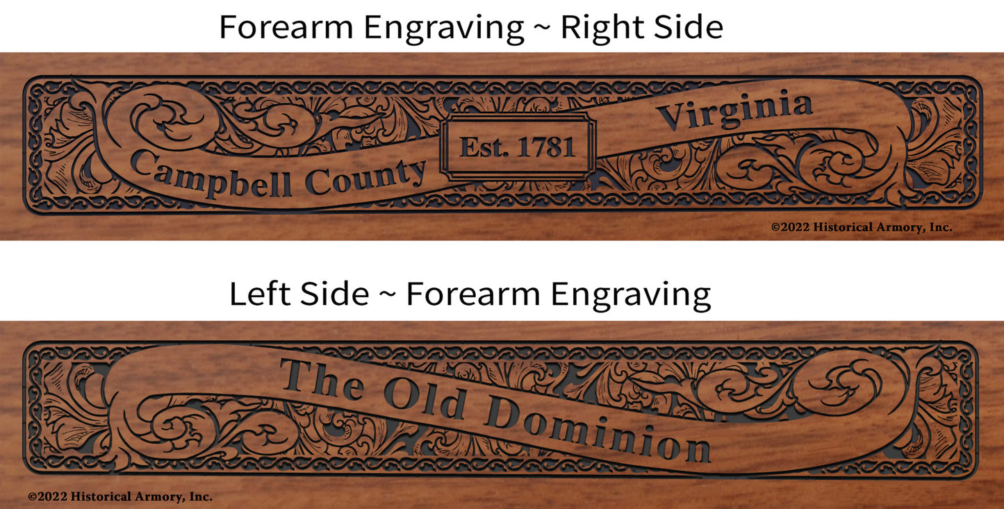 Campbell County Virginia Engraved Rifle Forearm