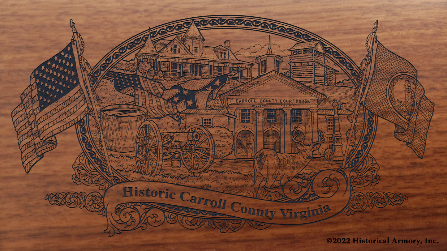 Carroll County Virginia Engraved Rifle Buttstock