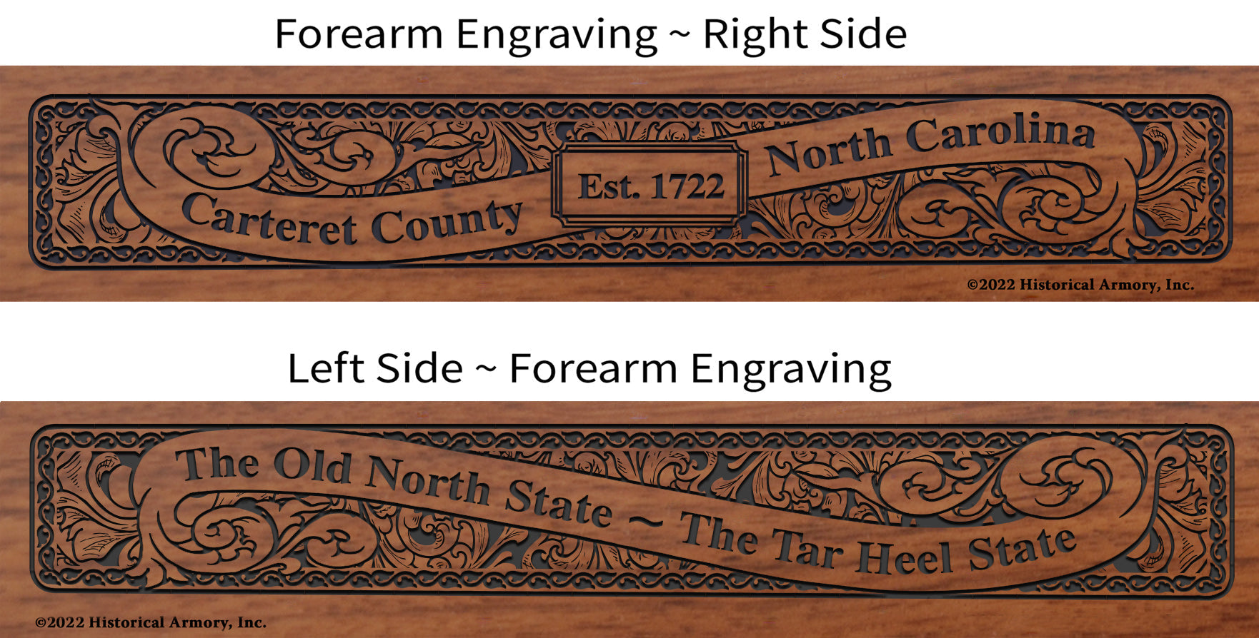 Carteret County North Carolina Engraved Rifle Forearm