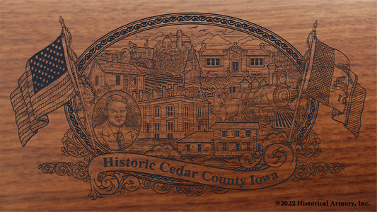Cedar County Iowa Engraved Rifle Buttstock