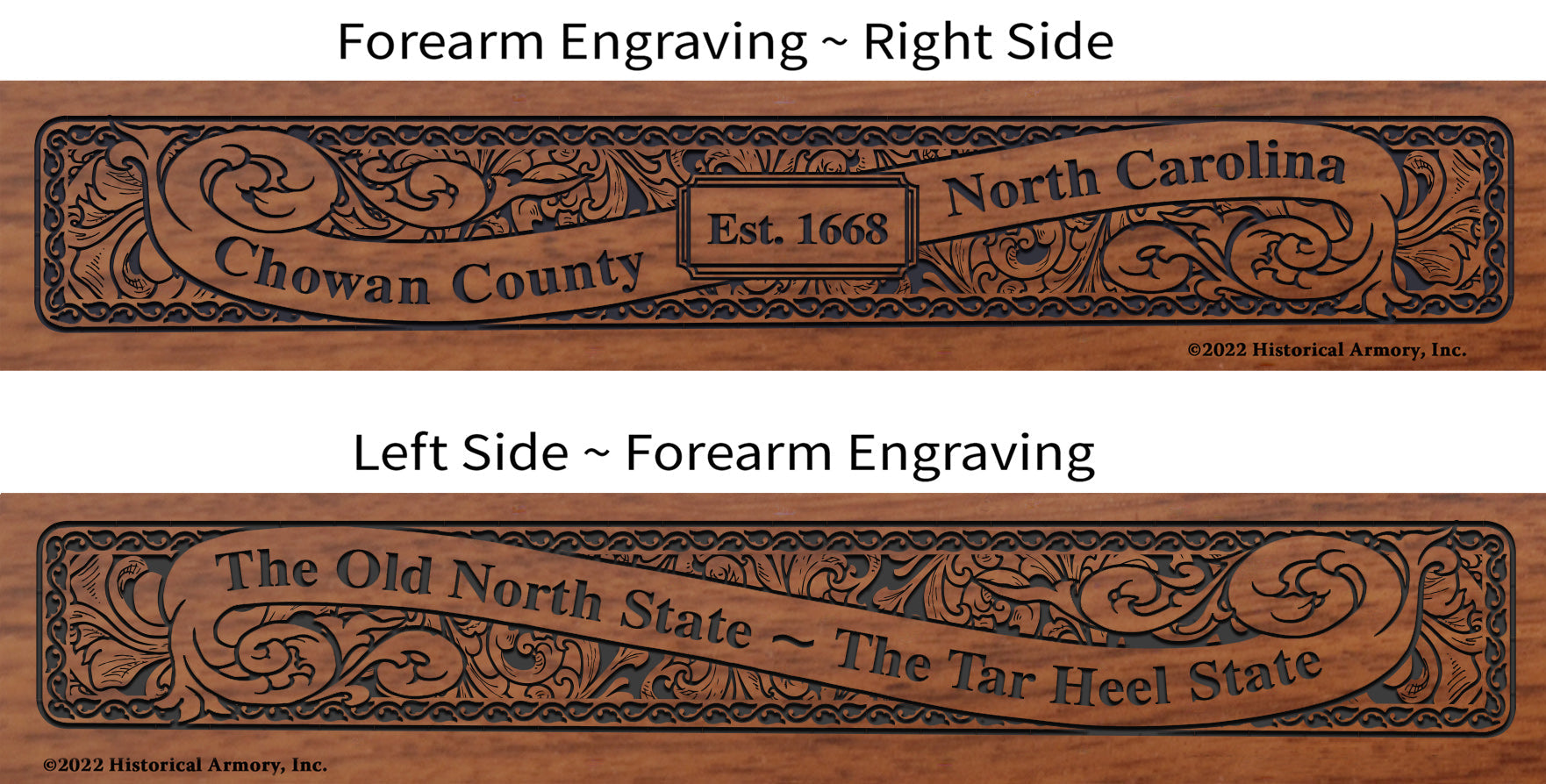 Chowan County North Carolina Engraved Rifle Forearm