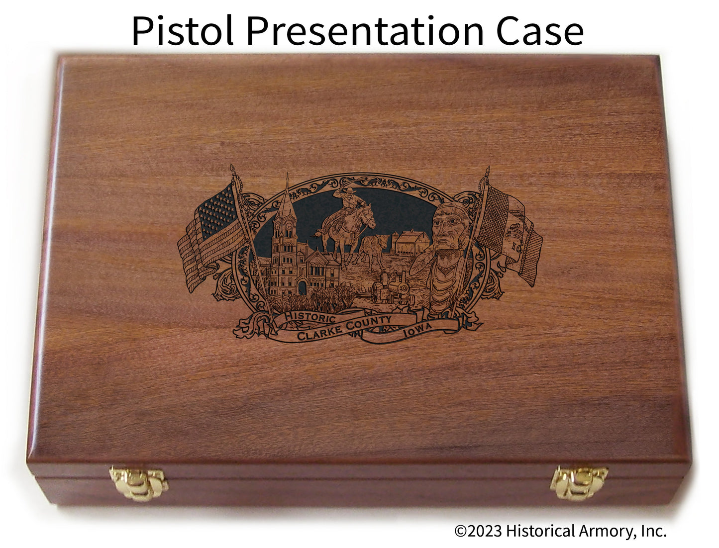 Clarke County Iowa Engraved .45 Auto Ruger 1911 Presentation Case
