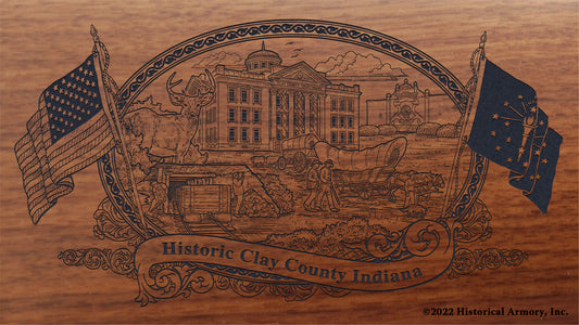Clay County Indiana Engraved Rifle Buttstock