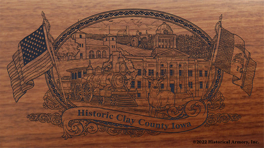 Clay County Iowa Engraved Rifle Buttstock
