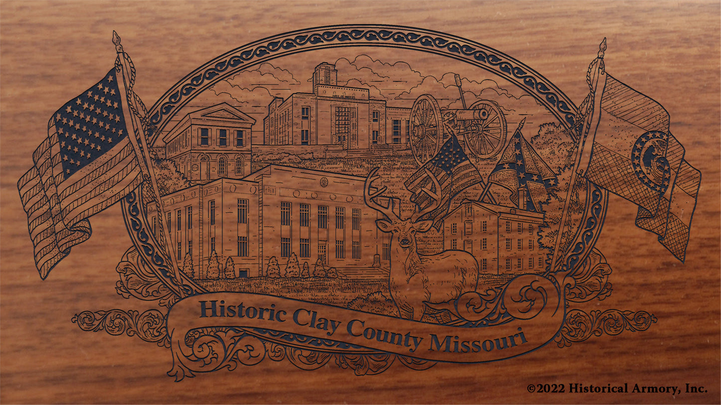 Clay County Missouri Engraved Rifle Buttstock