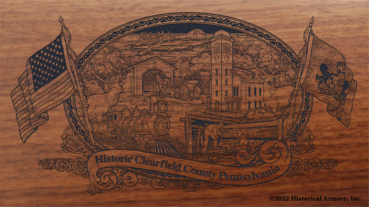 Clearfield County Pennsylvania Engraved Rifle Buttstock