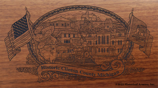 Clinton County Michigan Engraved Rifle Buttstock