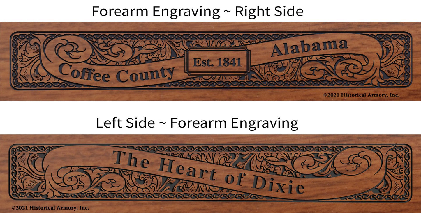 Coffee County Alabama Establishment and Motto History Engraved Rifle Forearm