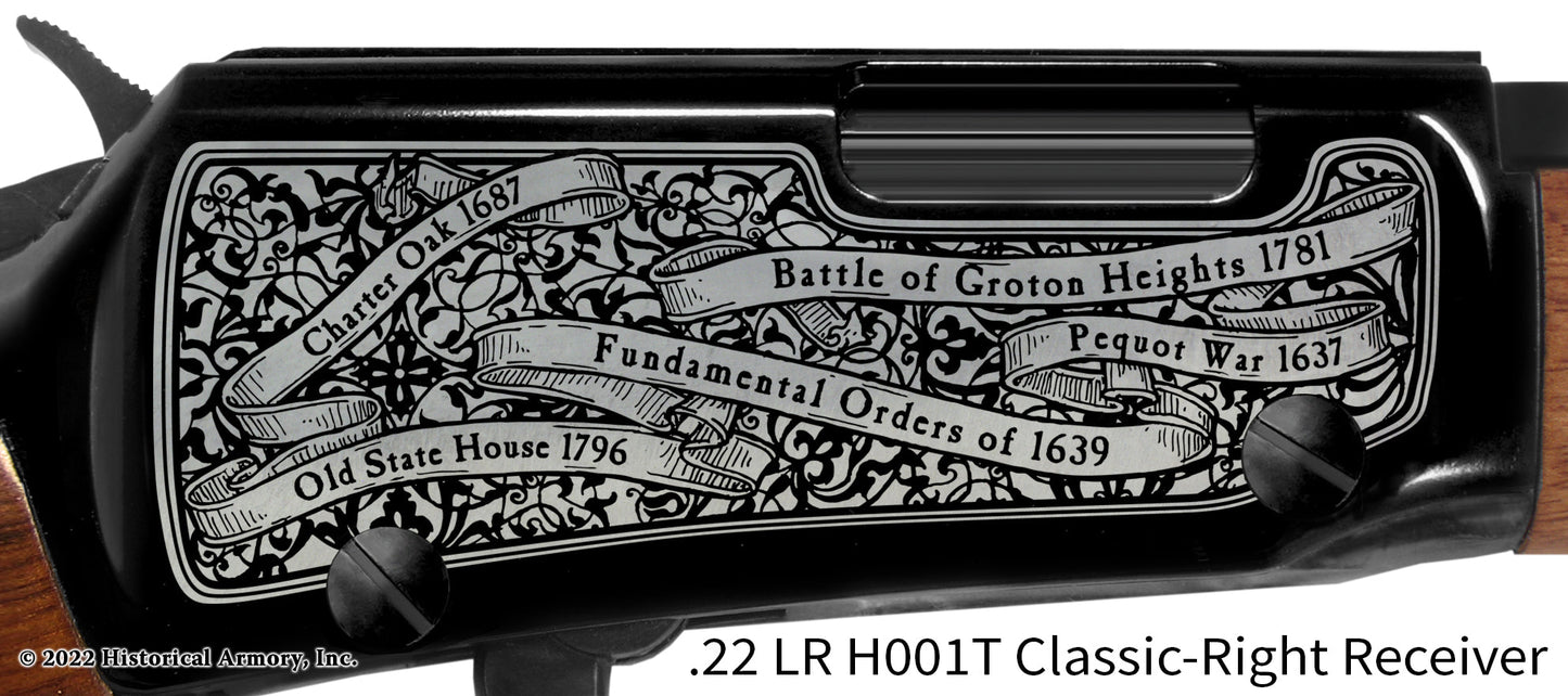 Connecticut State Pride Engraved H00T Receiver detail Henry Rifle