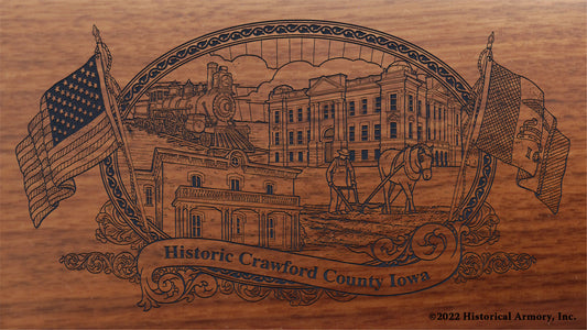 Crawford County Iowa Engraved Rifle Buttstock
