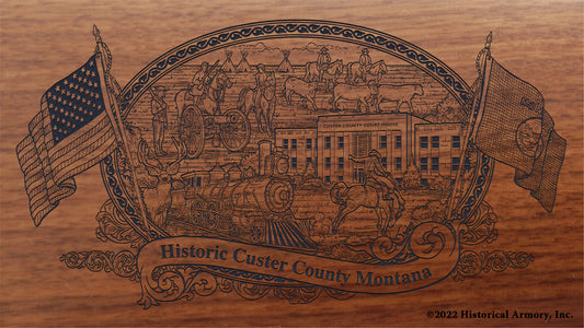 Custer County Montana Engraved Rifle Buttstock