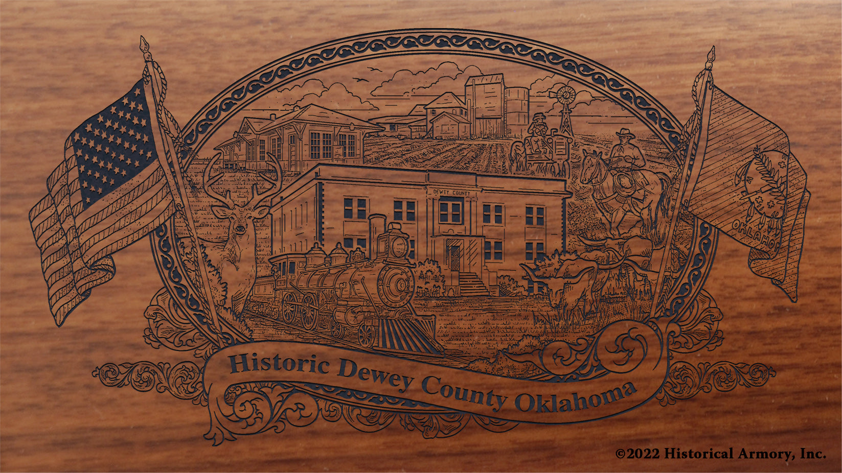 Dewey County Oklahoma Engraved Rifle Historical Armory