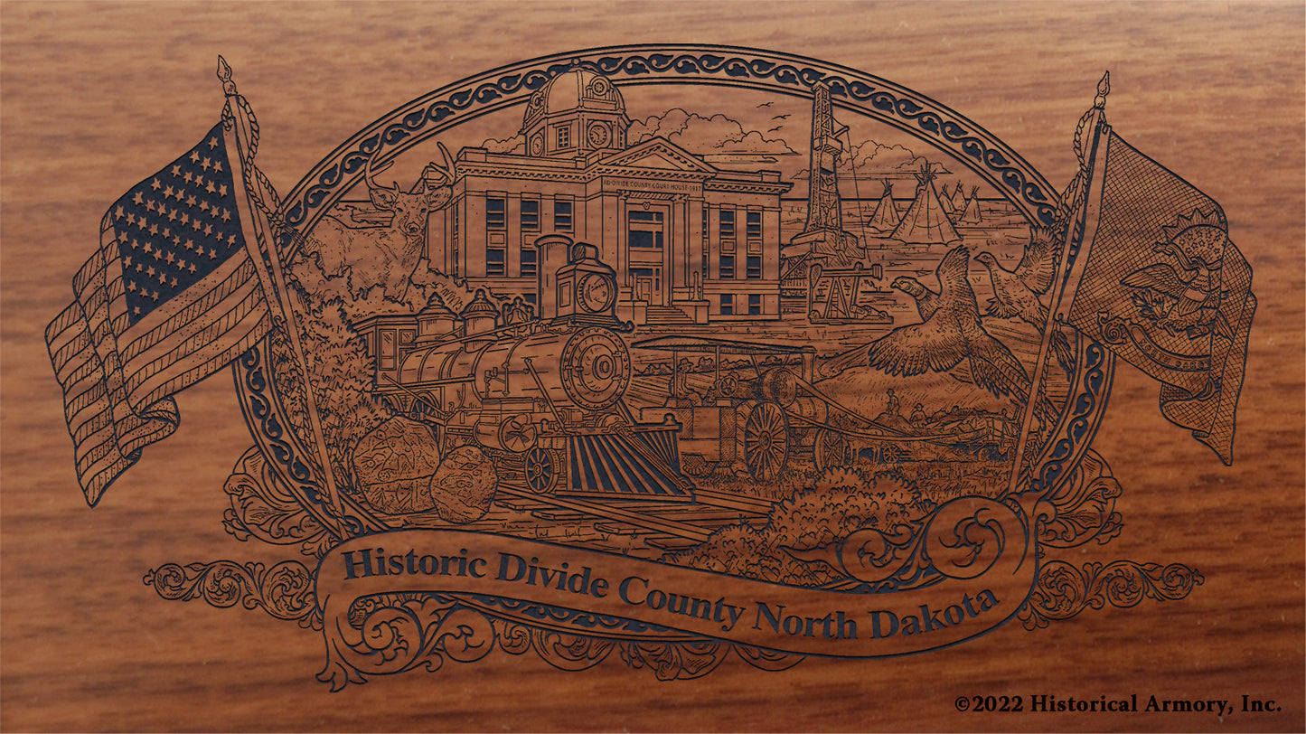 Divide County North Dakota Engraved Rifle Buttstock