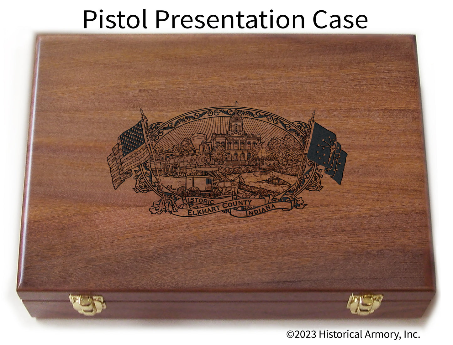 Elkhart County Indiana Engraved .45 Auto Ruger 1911 Presentation Case