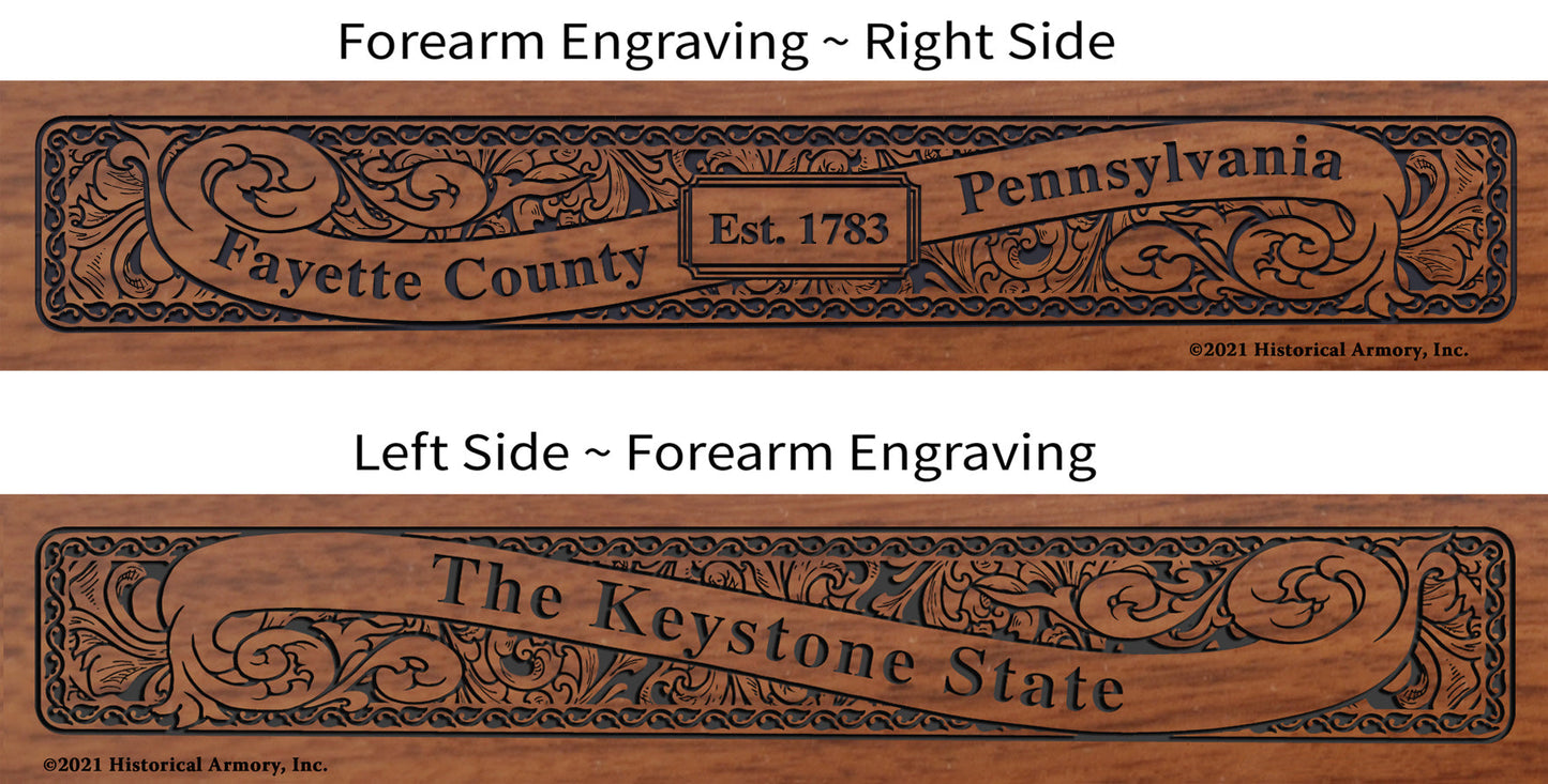 Fayette County Pennsylvania Engraved Rifle Forearm