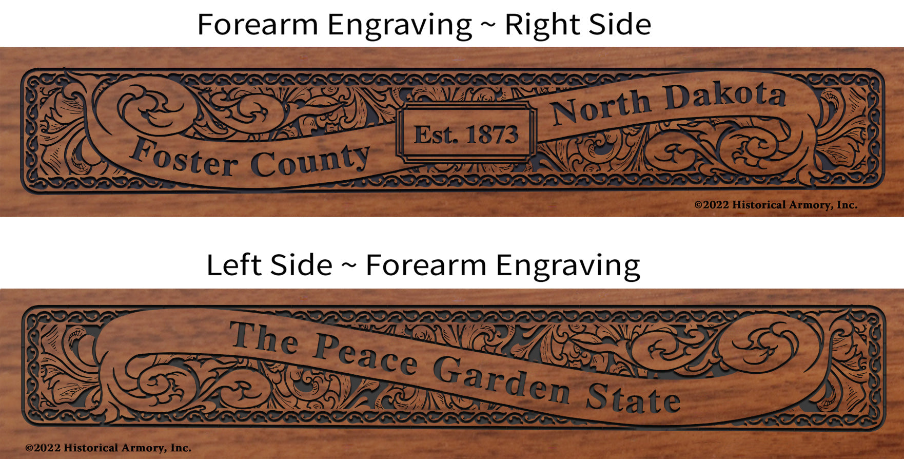 Foster County North Dakota Engraved Rifle Forearm