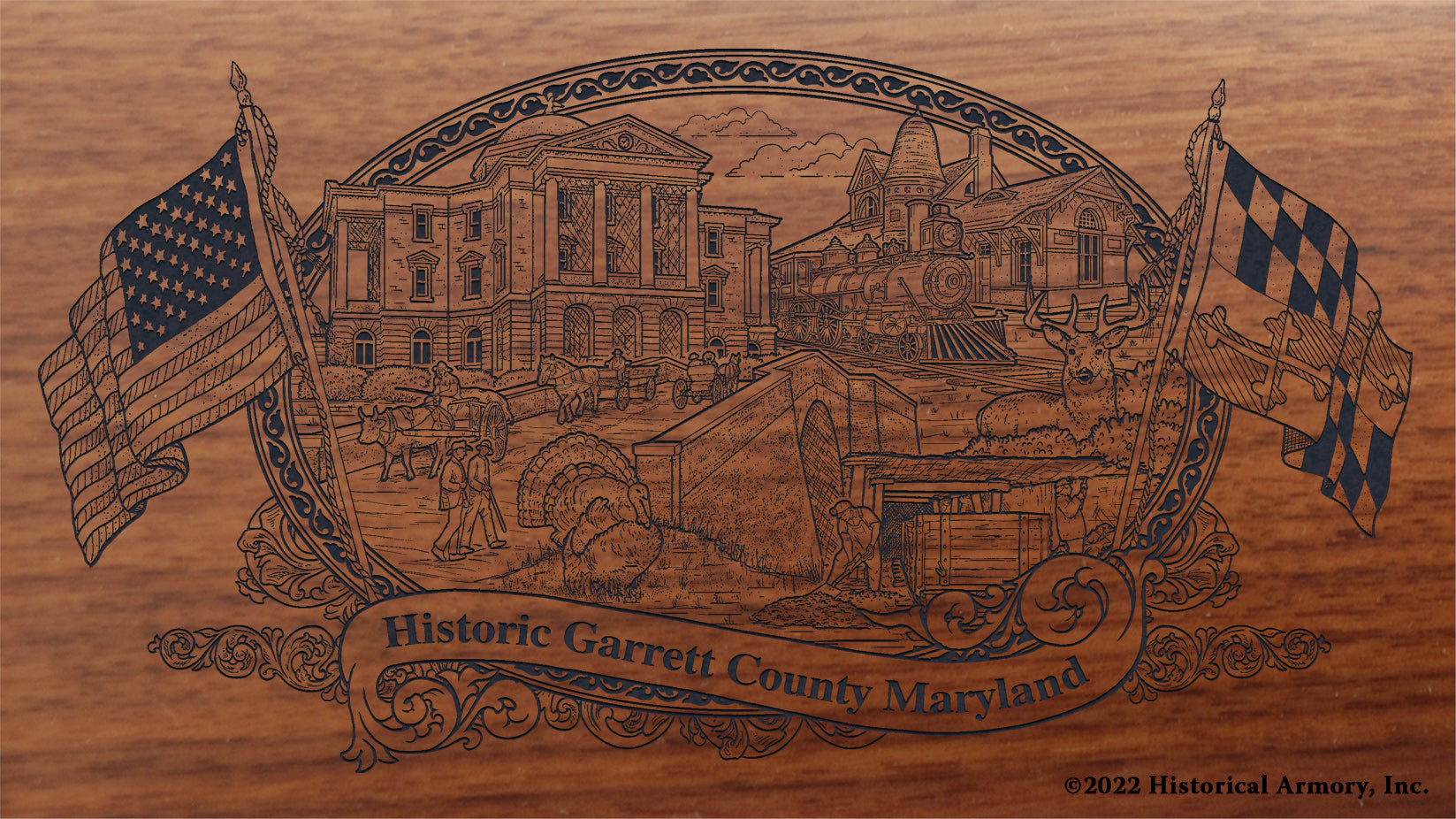 Garrett County Maryland Engraved Rifle Buttstock
