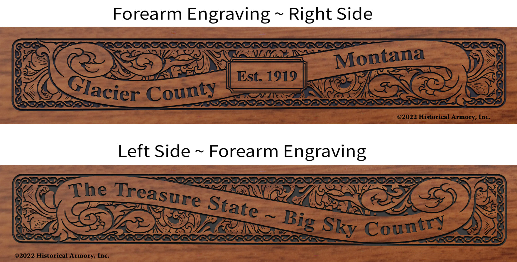 Glacier County Montana Engraved Rifle Forearm
