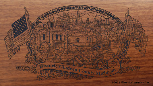 Gladwin County Michigan Engraved Rifle Buttstock
