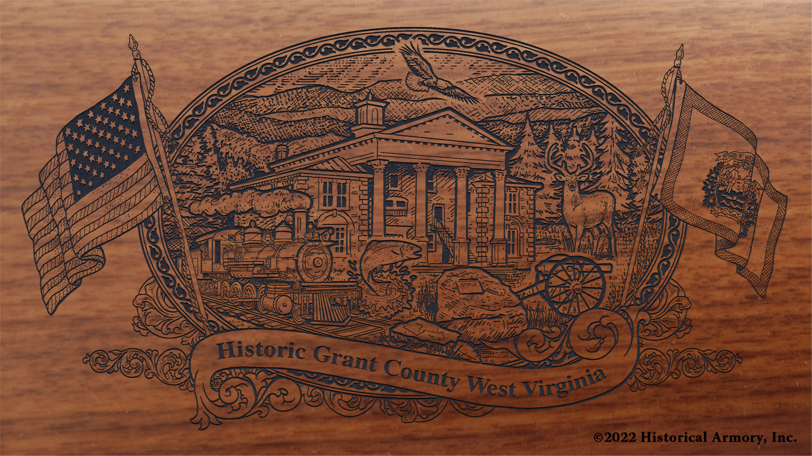 Grant County West Virginia Engraved Rifle Buttstock