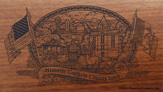 Guthrie County Iowa Engraved Rifle Buttstock