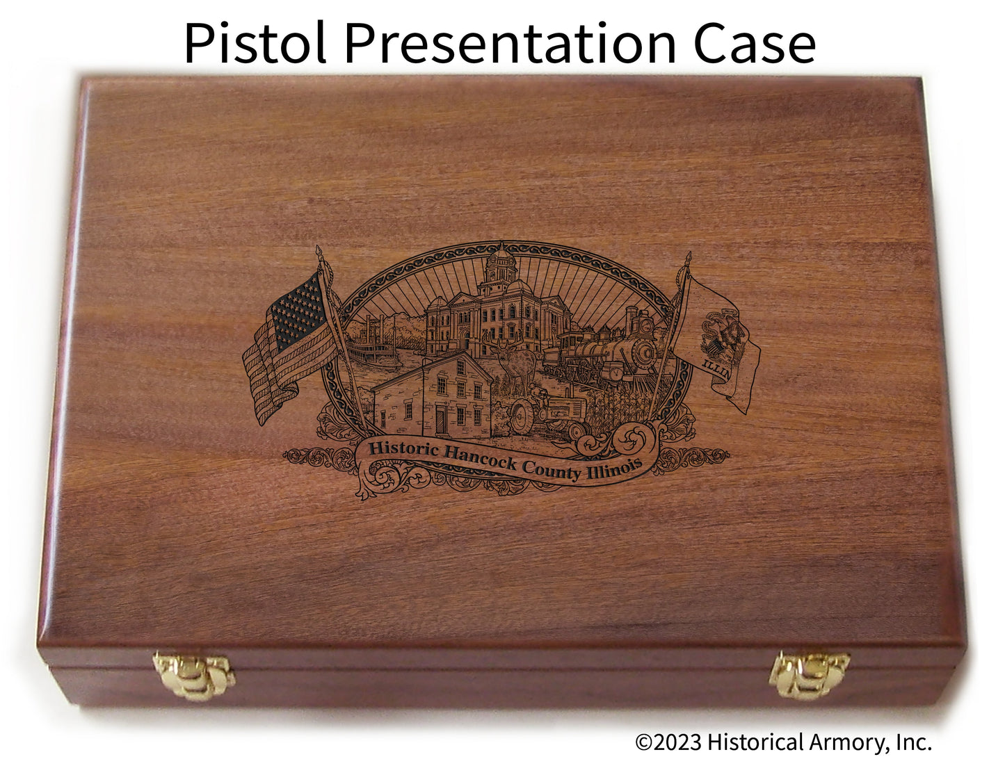 Hancock County Illinois Engraved .45 Auto Ruger 1911 Presentation Case