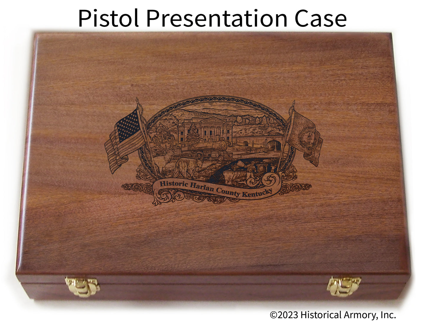 Harlan County Kentucky Engraved .45 Auto Ruger 1911 Presentation Case