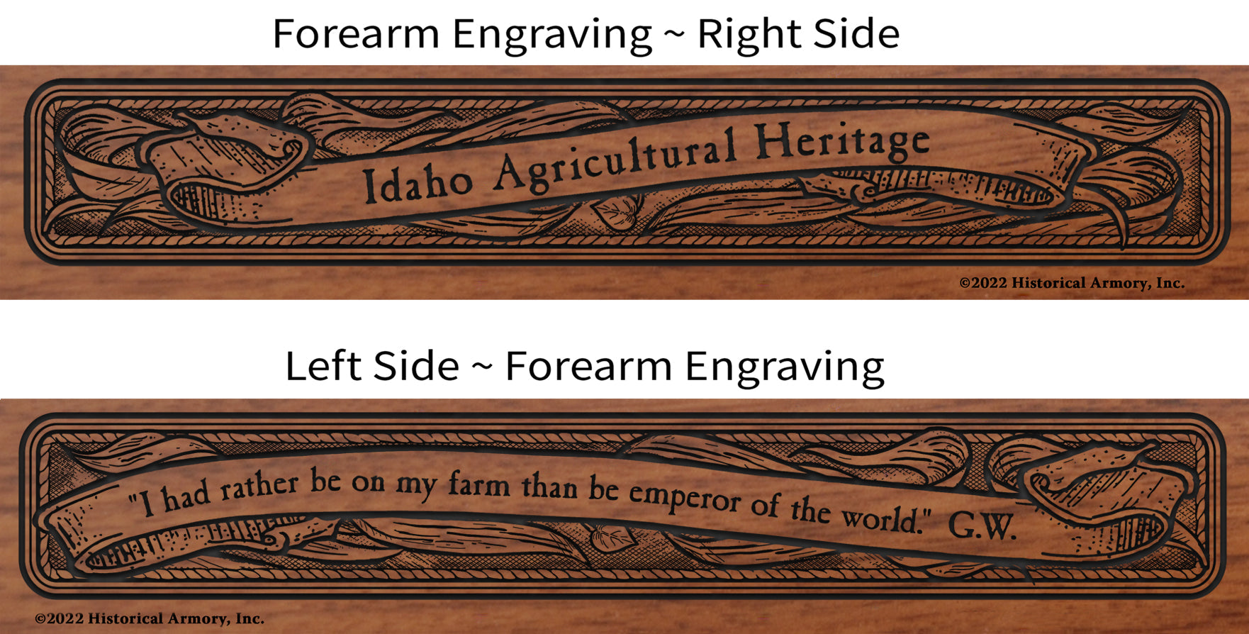 Idaho Agricultural Heritage Engraved Rifle Forearm