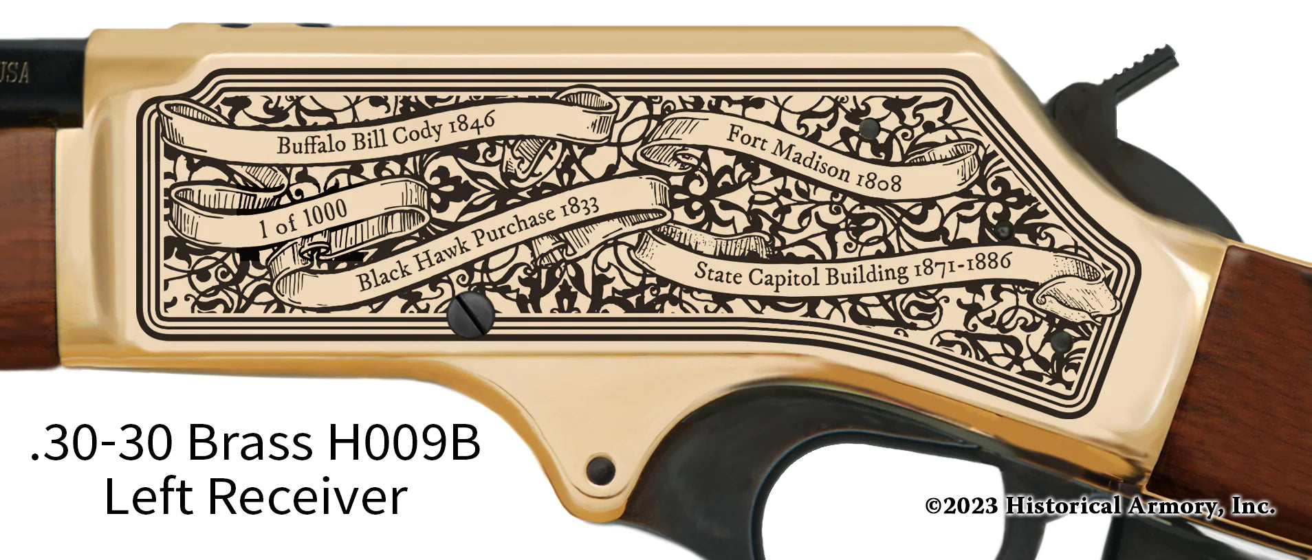 Iowa State Pride Engraved H009B .30-30 Receiver detail Henry Rifle