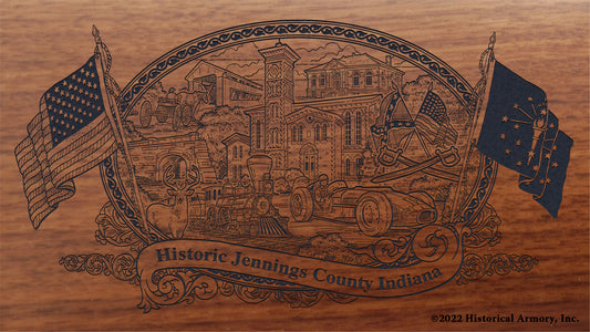 Jennings County Indiana Engraved Rifle Buttstock
