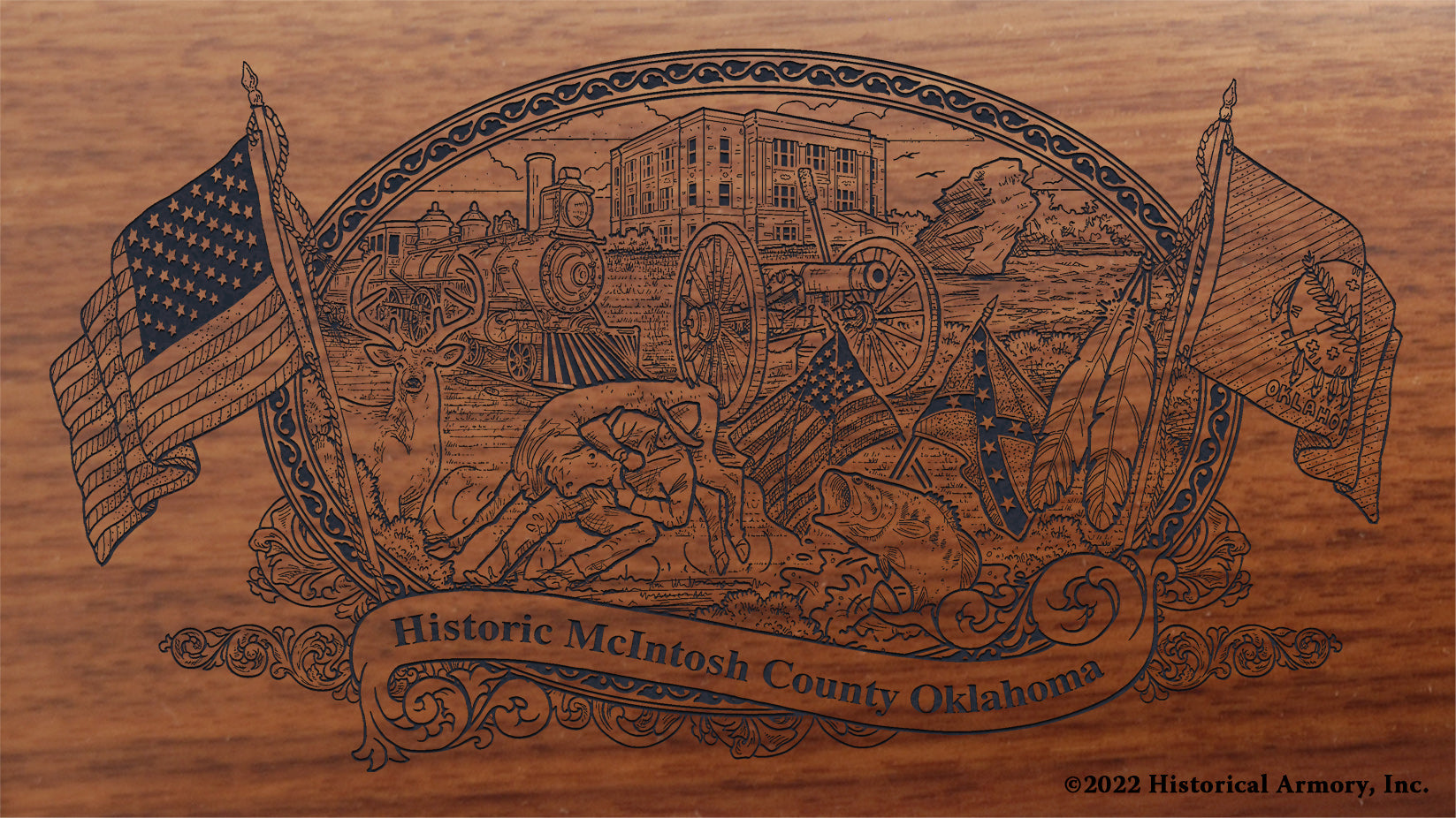 McIntosh County Oklahoma Engraved Rifle Historical Armory