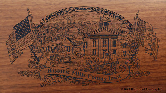 Mills County Iowa Engraved Rifle Buttstock