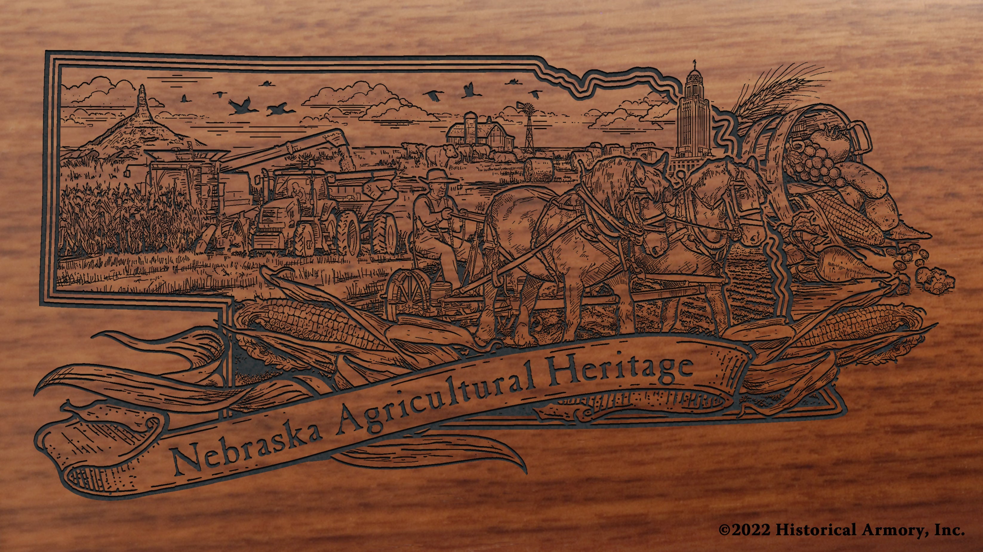 Nebraska State Agricultural Heritage Engraved Rifle – Historical